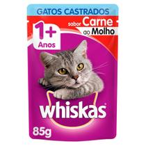 Ração Úmida Whiskas Sachê Carne ao Molho para Gatos Adultos Castrados - 85 g