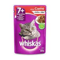 Ração Úmida Whiskas Sachê para Gatos Adultos Sênior +7 sabor Carne ao Molho 85g