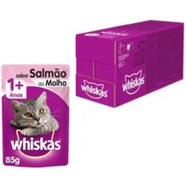 Ração Úmida Whiskas Sachê Salmão ao Molho para Gatos Adultos 20 UNIDADES