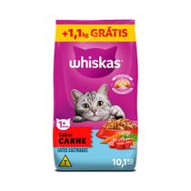 Ração Whiskas Para Gatos Adultos Castrados Sabor Carne Leve 10,1kg Pague 9kg