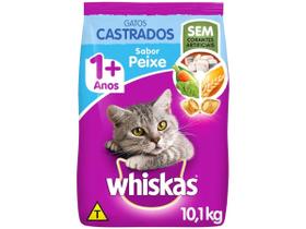 Ração Whiskas para Gatos Adultos Castrados Sabor Peixe - 10,1kg