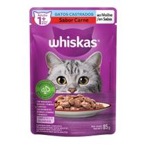 Ração Whiskas para Gatos Castrado Carne 85g - Embalagem com 20 Unidades