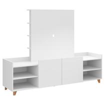 Rack 02 Portas Com Painel Aurora 9001 Branco Be Mobiliario