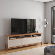 Rack 1.9 Elegance para TV até 75 polegadas 1 Porta 2 Gavetas Off White/Jequitibá - Lukaliam