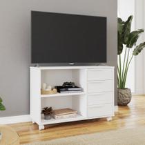 Rack 1 Prateleira 4 Gavetas Tv Até 40" Em Mdp - Branco