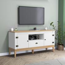 Rack 135cm Colonial X41 Cm 2 Portas 1 Gaveta Mel/Branco Rack 135cm Colonial X41 Cm 2 Portas 1 Gaveta Mel/Branco