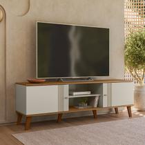 Rack 160cm para TV até 65" 2 Portas Denver Cor Off White e Nature - Peternella