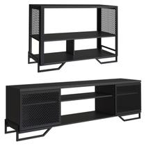 Rack 180 Cm 2 PT Aparador 130 Cm Industrial 27X21 Preto PP