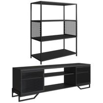 Rack 180 Cm 2 PT Estante 77 Cm Industrial 27X24 Preto PP Rack 180 Cm 2 PT Estante 77 Cm Industrial 27X24 Preto PP