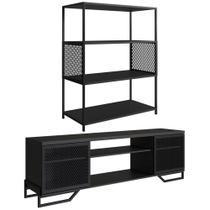 Rack 180 Cm 2 Pt Estante 77 Cm Industrial 27x24 Preto Pp Preto
