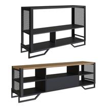 Rack 180 Cm Gaveta Aparador 130 Cm Industrial 17X21 Preto Mell PP Rack 180 Cm Gaveta Aparador 130 Cm Industrial 17X21 Preto Mell PP
