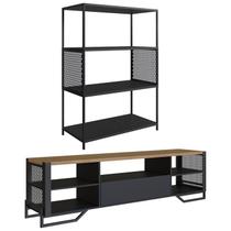 Rack 180 Cm Gaveta Estante 77 Cm Industrial 17X24 Preto Mell PP