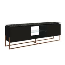 Rack 2 Portas Vesta para TV até 65 Polegadas Marquina-Preto-Cobre Artesano - Artesano Home