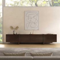 Rack 220 cm TV 85 Modular Para Sala Grande 3 Portas Madeira Cor Imbuia Leila Rack 220 cm TV 85 Modular Para Sala Grande 3 Portas Madeira Cor Imbuia Leila