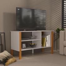 Rack 43 Polegadas 90cm Com 3 Prateleiras Asteca - Branco E Cedro Branco E Cedro