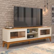 Rack 65 Polegadas Com 2 Portas De Vidro Reflecta Lince - Off White E Cedro