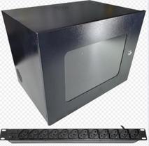 Rack 8U com Visor Acrílico Aço 0.6mm Preto / Branco