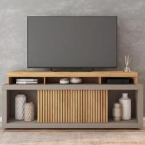 Rack Aegon Caemmun 1,80m Buriti Fendi para TV até 70 polegadas com portas de correr e nichos organizadores Rack Aegon Caemmun 1,80m Buriti Fendi para TV até 70 polegadas com portas de correr e nichos organizadores