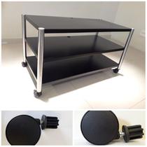 Rack Airon HT-100.03 aço black, coluna Inox + 4 Rodízios 7,5cm