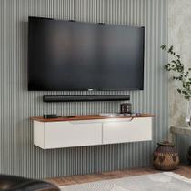 Rack Aparador Suspenso Off White/Freijó EJ Móveis Rack Aparador Suspenso Off White/Freijó EJ Móveis