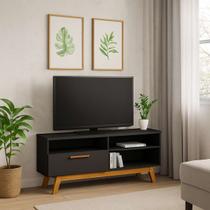 Rack Aparador TV Compacto Sala Quarto Pés De Madeira Super Resistente Rack Aparador TV Compacto Sala Quarto Pés De Madeira Super Resistente