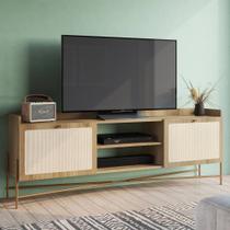 Rack Argos 2 Portas 183cm Palhinha Pés metálicos Boho Móvel na Caixa Rack Argos 2 Portas 183cm Palhinha Pés metálicos Boho Móvel na Caixa