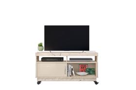 Rack Artur para TV 1,21m com Rodízios e Nichos Organizadores Calacata Off White Liberty Móveis Rack Artur para TV 1,21m com Rodízios e Nichos Organizadores Calacata Off White Liberty Móveis