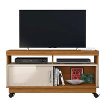 Rack Artur Para TV 50 Polegadas Com Rodízios Cor Naturale e Off White - Madetec