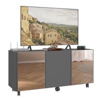 Rack Até 32 Polegadas Com Rodízios E Espelhos Mp1076 Grafite Grafite