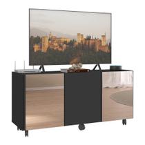 Rack Até 32 Polegadas Com Rodízios E Espelhos Mp1076 Preto Preto