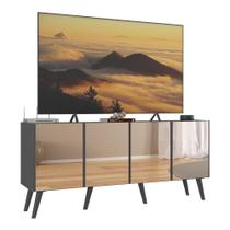 Rack Até 50 Polegadas Retrô Com Espelhos Mp1082 Grafite preto