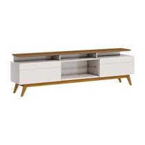 Rack Bancada 2 Gavetas com Nicho 180cm Amy Off White/Freijó G29 - Gran Belo