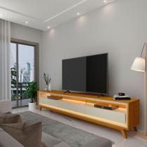 Rack Bancada 2,12m para TVs Até 85 Polegadas Com Led e Pés - Requinte - Naturale/Off White