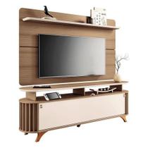 Rack Bancada Alba Com Painel Curv Castanho Off White Hb Móveis Rack Bancada Alba Com Painel Curv Castanho Off White Hb Móveis