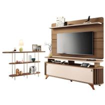 Rack Bancada Alba Com Painel Curv Com Aparador Infinity Castanho Off White Hb Móveis Rack Bancada Alba Com Painel Curv Com Aparador Infinity Castanho Off White Hb Móveis