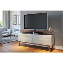 Rack Bancada Ambiente Classic 2 Gavetas Com Nicho Off White Freijó Touch - Imcal