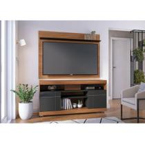 Rack Bancada Ambiente Yara E Painel Para Tv Maia Noce Milano Preto Acetinado - Colibri