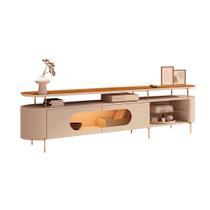 Rack Bancada Ária com Led e Prateleira Vidro TV Até 85 Polegadas Off White/Cinamomo G26 - HB Móveis Rack Bancada Ária com Led e Prateleira Vidro TV Até 85 Polegadas Off White/Cinamomo G26 - HB Móveis