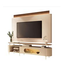 Rack Bancada Ária com Painel Suspenso Nobre Castanho Off White - HB Móveis Rack Bancada Ária com Painel Suspenso Nobre Castanho Off White - HB Móveis