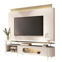 Rack Bancada Ária com Painel Suspenso Nobre Champanhe Off White - HB Móveis Rack Bancada Ária com Painel Suspenso Nobre Champanhe Off White - HB Móveis