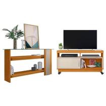 Rack Bancada Artur Com Aparador Frizz Cinamomo Off White - Madetec Rack Bancada Artur Com Aparador Frizz Cinamomo Off White - Madetec