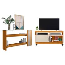 Rack Bancada Artur com Aparador Frizz Cinamomo Off White - Madetec
