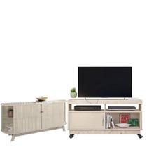 Rack Bancada Artur Com Aparador Para Sala Buffet Mônaco Calacata Off White - Madetec