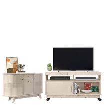 Rack Bancada Artur com Aparador para Sala Buffet Monza Calacata Off White - Madetec