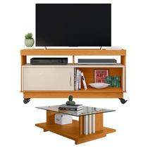 Rack Bancada Artur com Mesa de Centro Frizz Cinamomo Off White - Madetec Rack Bancada Artur com Mesa de Centro Frizz Cinamomo Off White - Madetec