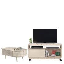 Rack Bancada Artur Com Mesa De Centro Indianápolis Calacata Off White - Madetec