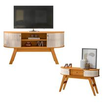 Rack Bancada Atlanta com Aparador Estoril Cinamomo Off White Madetec