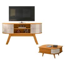 Rack Bancada Atlanta Com Mesa De Centro Indianápolis Cinamomo Off White - Madetec