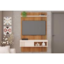 Rack Bancada c/ Painel p/ TV até 45 Pol Jade Ripada 120x183cm Freijo/Off White - Caemmun Rack Bancada c/ Painel p/ TV até 45 Pol Jade Ripada 120x183cm Freijo/Off White - Caemmun