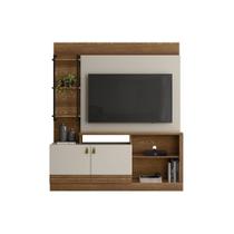 Rack Bancada c/ Painel p/ TV até 50 Pol Alagoas 2 Portas e 5 Prateleiras 187x160cm Freijó/Off White - Linea Brasil